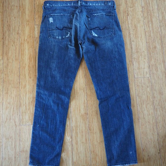 7 For All Mankind Josephina Size 30 Distressed Medium Wash Jeans Button Fly - Picture 3 of 6